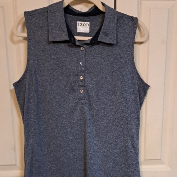 Izod Golf Tops - IZOD Women's Sleeveless Blue Button Down Shirt